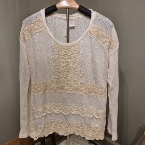 Forgotten Grace Cream Lace Knit Top